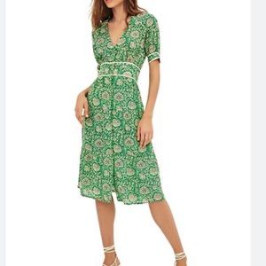 Ba&sh green printed midi dress